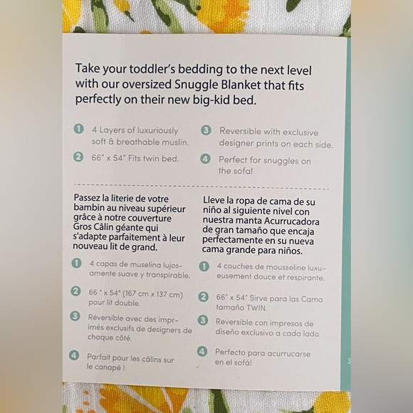 Bebe au Lait Oh So Soft Muslin Snuggle Blanket Royal Garden and Floral A… - Picture 4 of 6